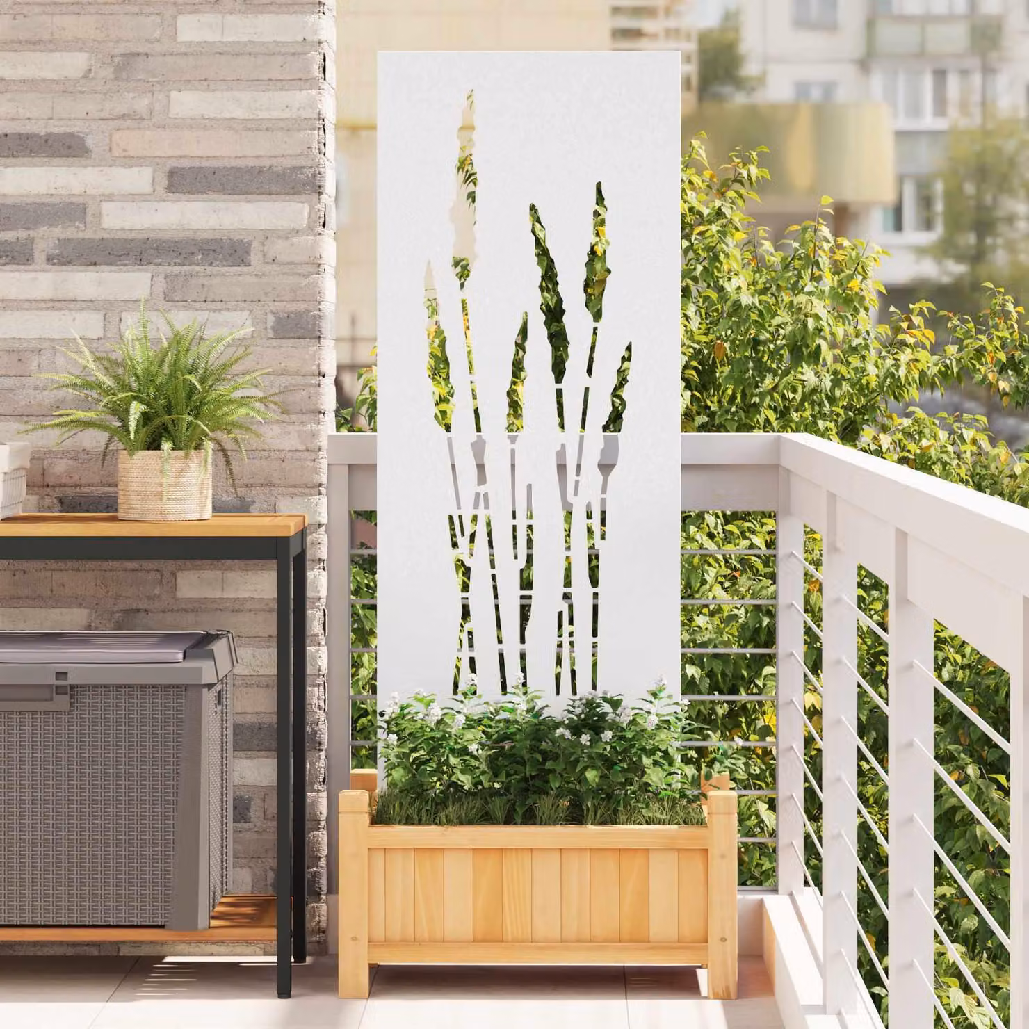 Schermo per privacy in giardino Floreale Bianco 50 x 140 cm