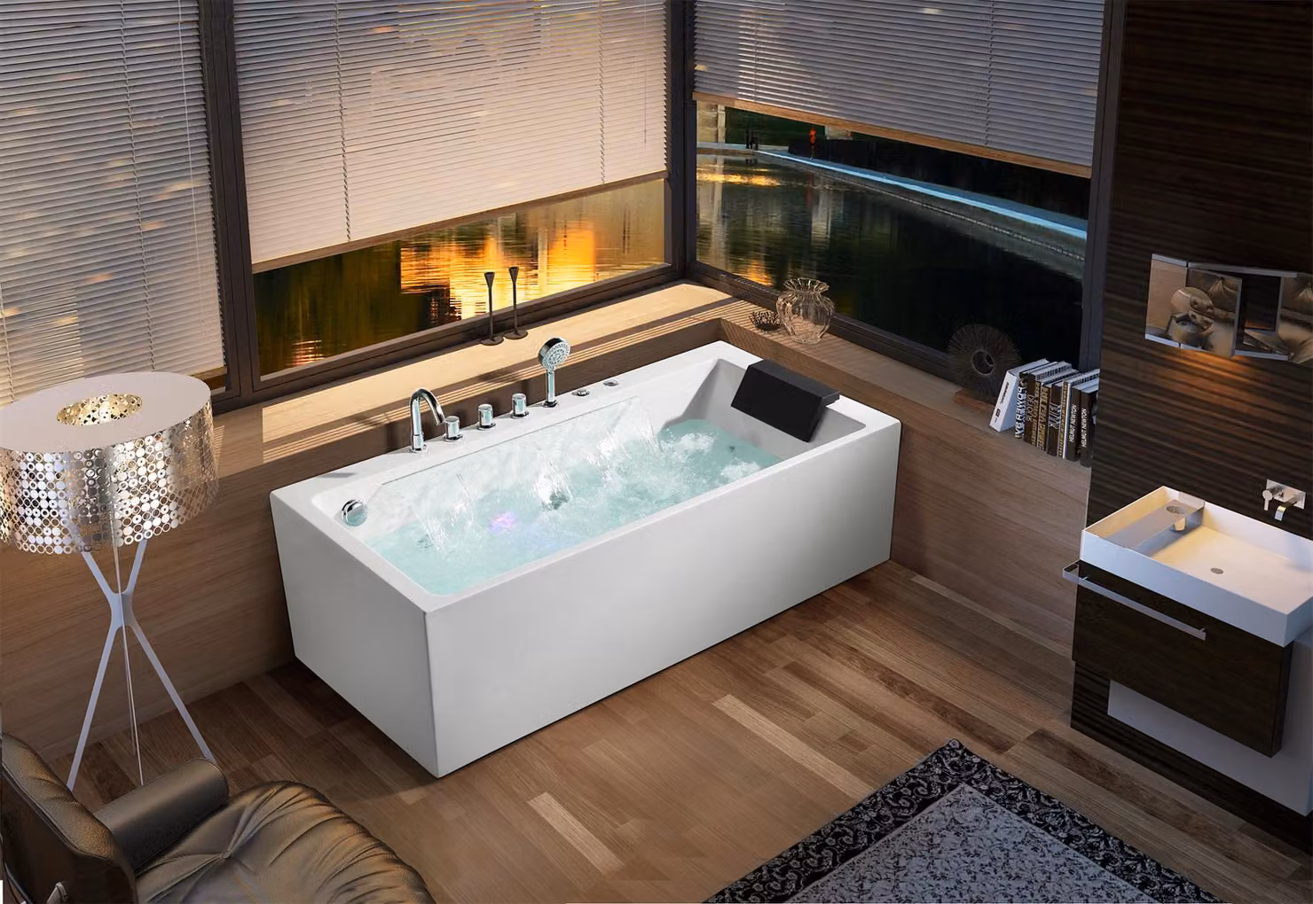 Whirlpool Badewanne Spa Wannen LED-Beleuchtung Massagedüsen Sprudel