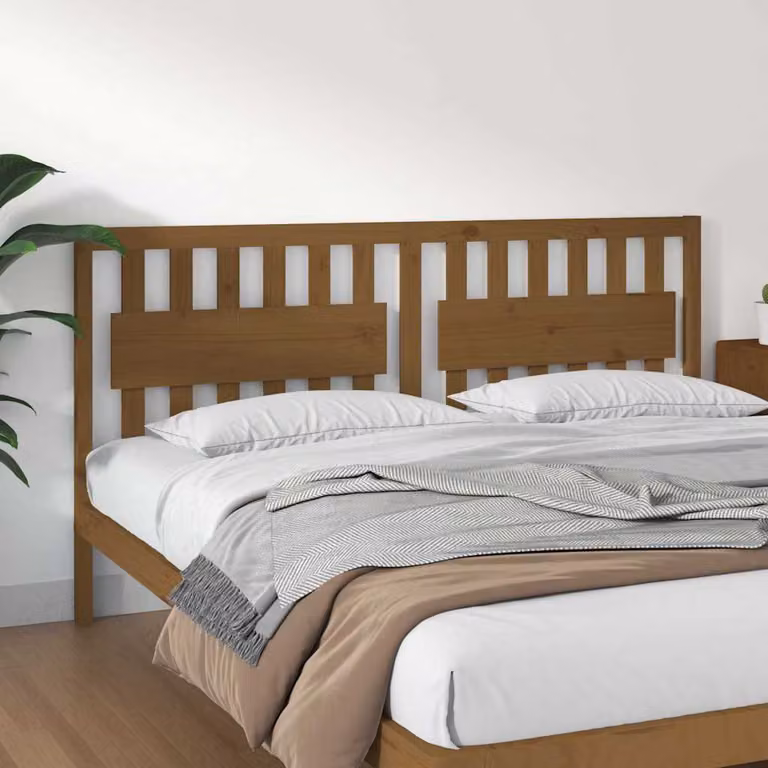 Testiera per letto vidaXL in legno massello di pino color marrone, stile rustico, L: 185,5 cm, P: 4 cm, H: 100 cm