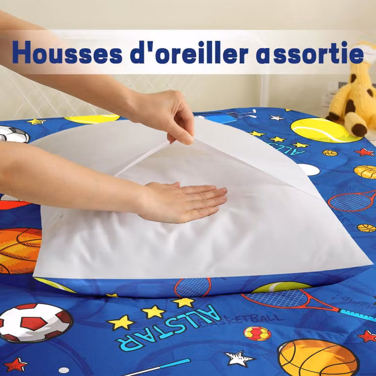 Coperta per culla/lettino da 140x200 cm, adatta a tutte le stagioni, in microfibra, con 2 federe da 80x80 cm, ideale per la cameretta dei bambini