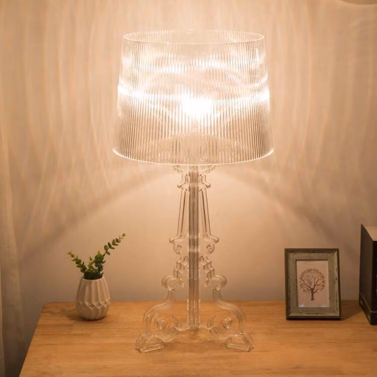 Lampade da tavolo in stile barocco Acrilico E14 LED Luci da scrivania Art Decor Home Studio Soggiorno Camera da letto Ufficio - Trasparente Piccolo zoccolo USA