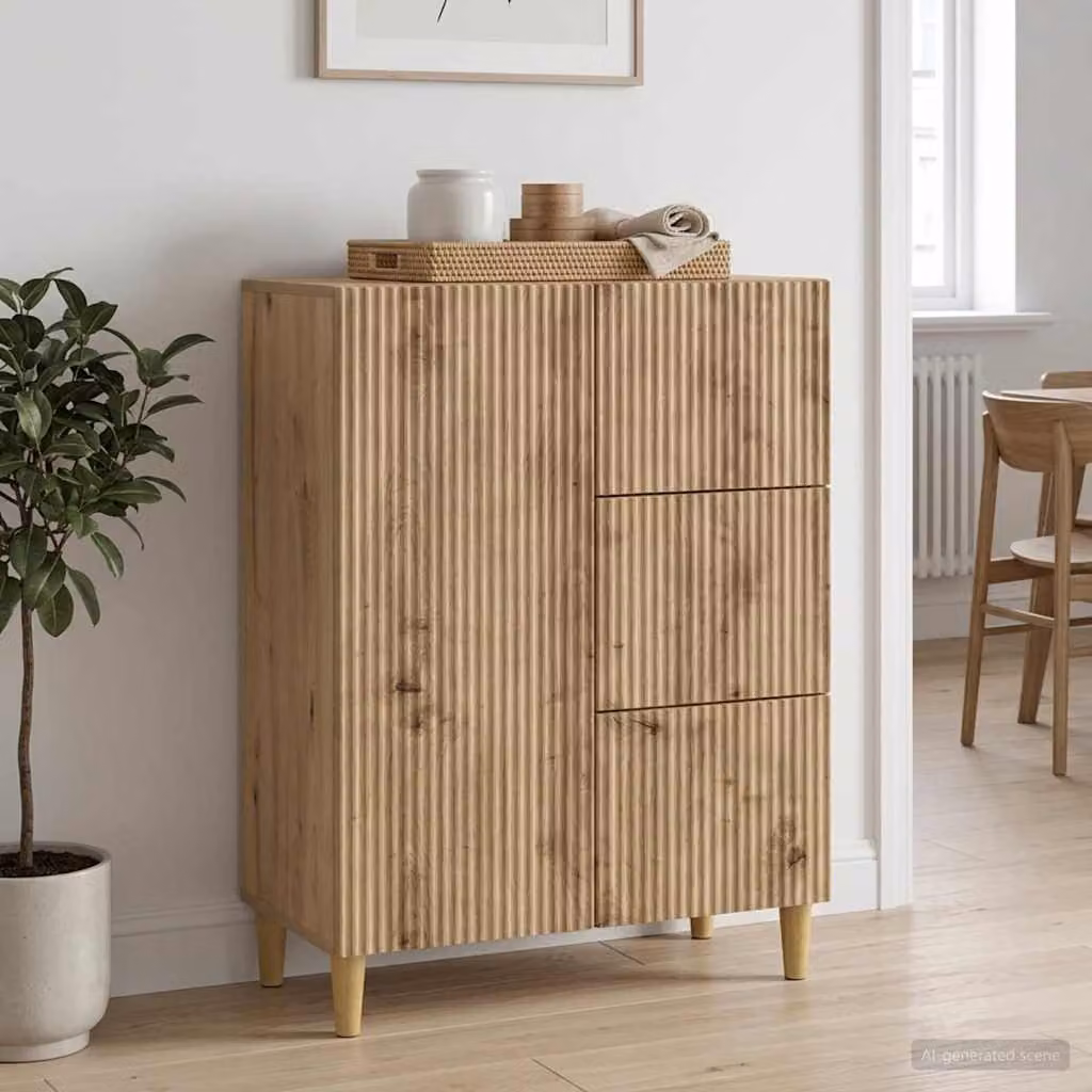 Credenza moderna vidaXL in legno color rovere marrone L: 66 cm, P: 34,5 cm, H: 90 cm