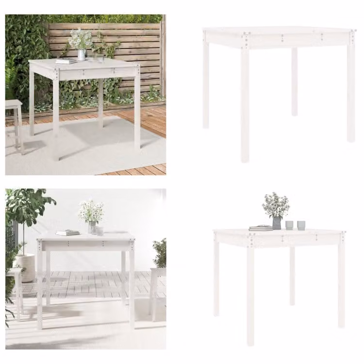 vidaXL Tavolo da giardino bianco 82,5x82,5x76 cm in legno di pino massiccio - Tavolo da giardino - Tavoli da giardino - Tavolo da esterno - Tavolo da patio