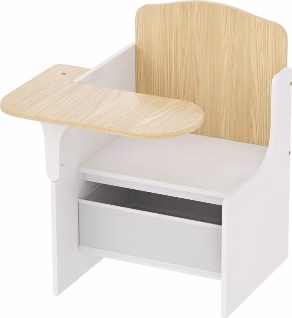 Set Tavolo e Sedia AIYAPLAY per Bambini da 3 a 6 Anni in Legno MDF con Motivi a Cuore e Contenitore Integrato, Bianco – 1