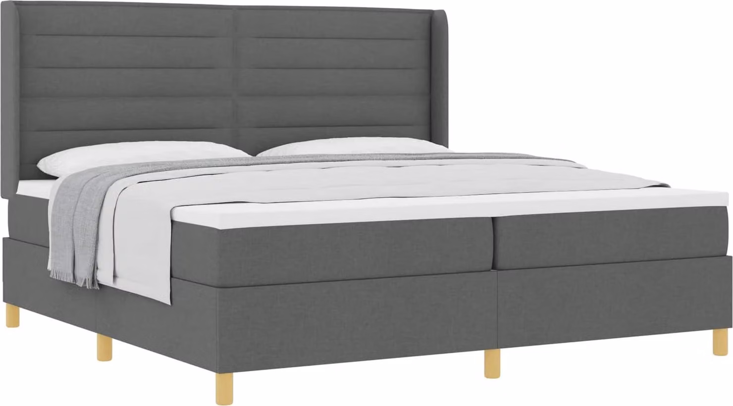 Letto a molle con materasso Grigio scuro 200 x 200 cm Tessuto