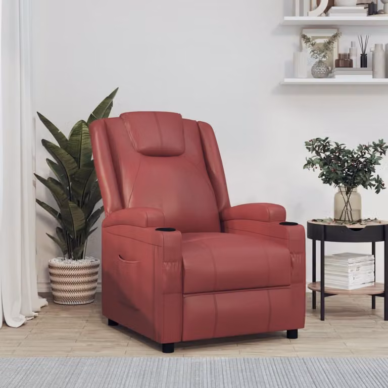 Maison Exclusive - Poltrona relax in Pelle finta rosso vino