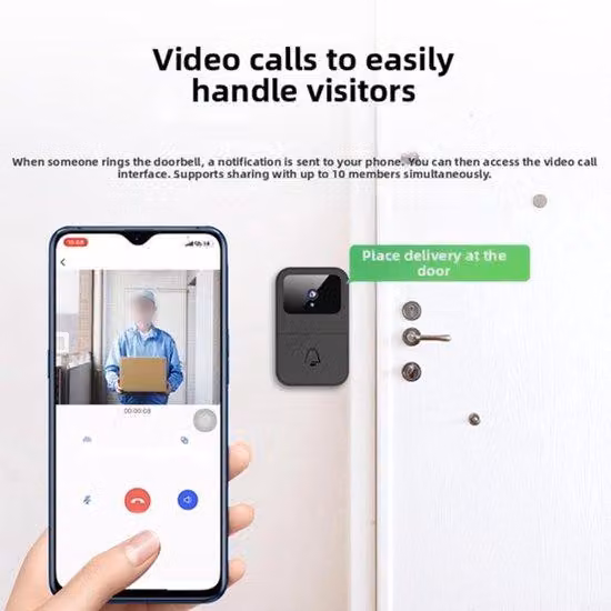 Telecamera di videosorveglianza wireless resistente agli agenti atmosferici - Telecamera intelligente - Monitoraggio dell'area di ingresso - Visione notturna HD - Dimensioni: 10 x 7 x 7 cm - Colore: nero