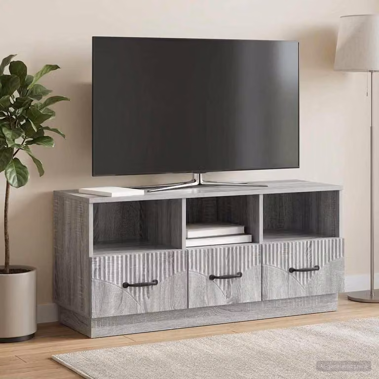 Mobile TV moderno vidaXL in legno ingegnerizzato grigio, L 102 x P 34,5 x H 47 cm