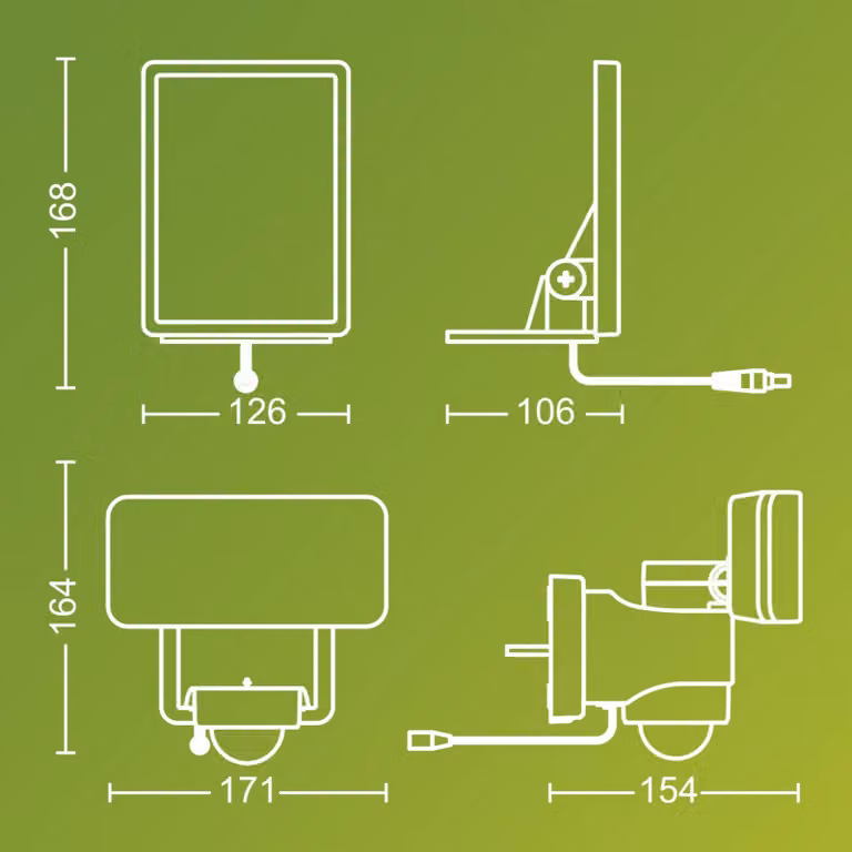 Philips Faretto da esterno a LED Tylus, bianco, 3.000 K, sensore Tylus, Bianco / Opale, Plastica, Lampada solare da esterni