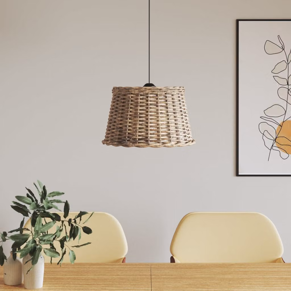 Paralume da Soffitto boho in vimini e metallo vidaXL, Marrone, Ø 45 x H 28 cm