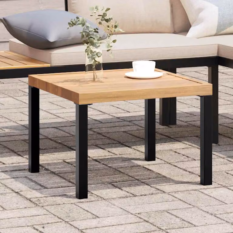 Tavolino da giardino moderno vidaXL in acciaio verniciato nero L/P/H: 55 x 55 x 39,5 cm