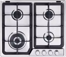 Piano cottura a gas De'Longhi Professional PFI 46 GH con 4 fuochi, griglie in ghisa, colore acciaio inox e silver, L: 60 cm – 1