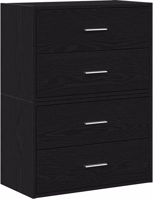 Set di 2 Armadi con 2 Cassetti Design In in Rovere Nero, L 60 cm x P 31 cm x H 40 cm, in MDF per Camera o Soggiorno – 1