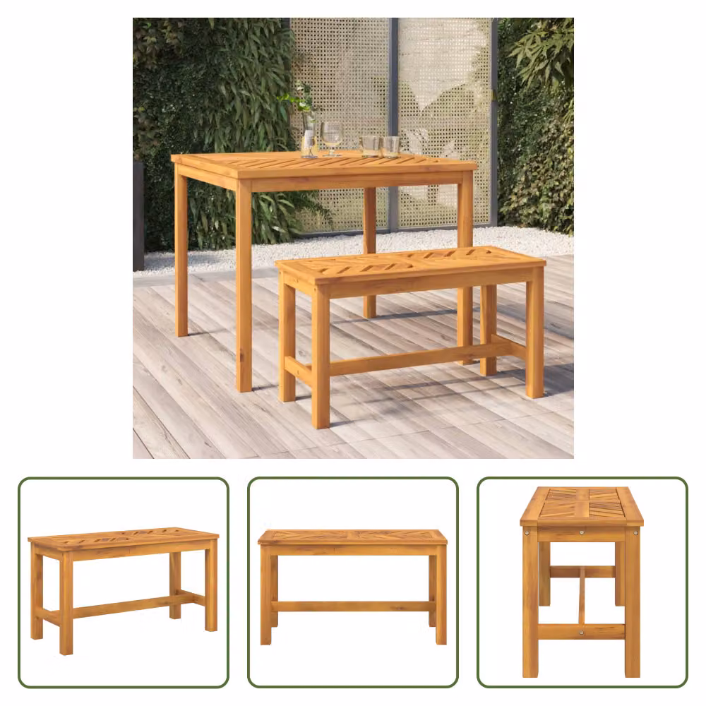 The Living Store Panca da giardino 80 cm in legno massiccio di acacia