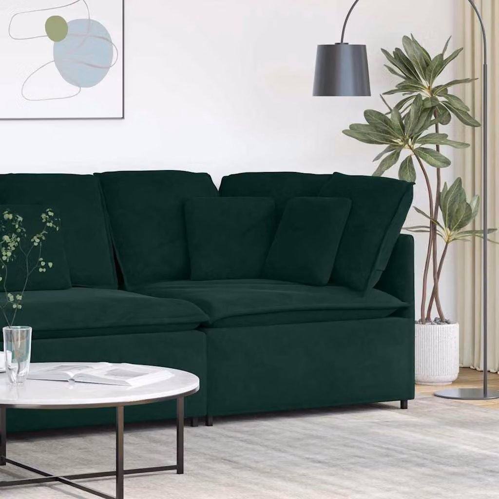 vidaXL Modulo Angolare Divano Modulare con Cuscini Verde Scuro L: 100 cm