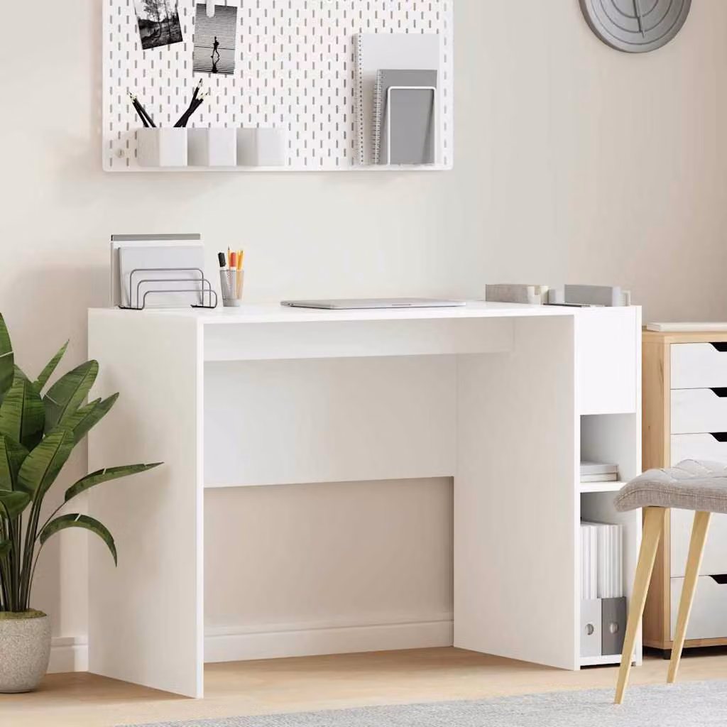 Scrivania moderna vidaXL in legno MDF bianco L: 109 cm, P: 50 cm, H: 78 cm
