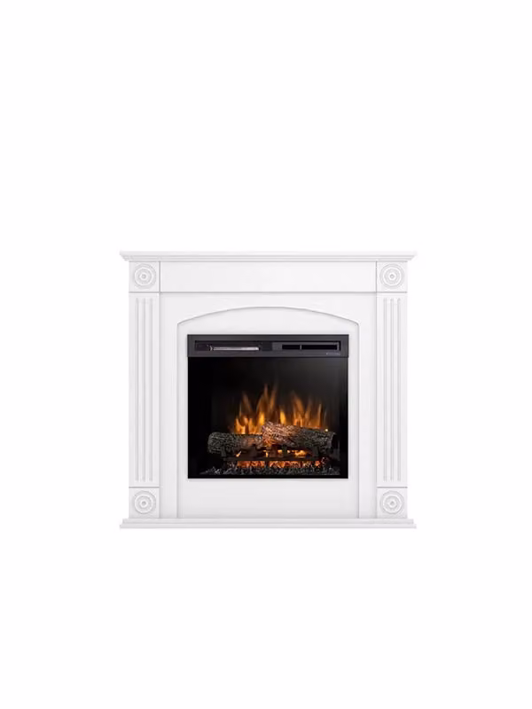 Caminetto Elettrico da Pavimento a Libera Installazione con LED Outinfire, Bianco Opaco, L: 107 cm, H: 100 cm, P: 29 cm – 2