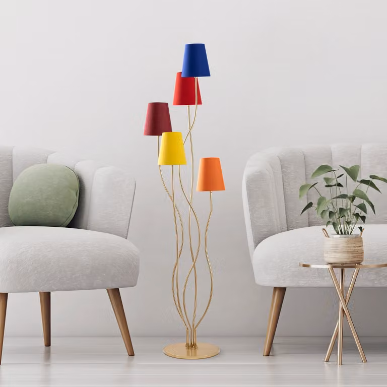 Opviq, Bonibon - 13238, Lampade da terra, Multicolore, Metallo, 44 x 44 x 160 cm