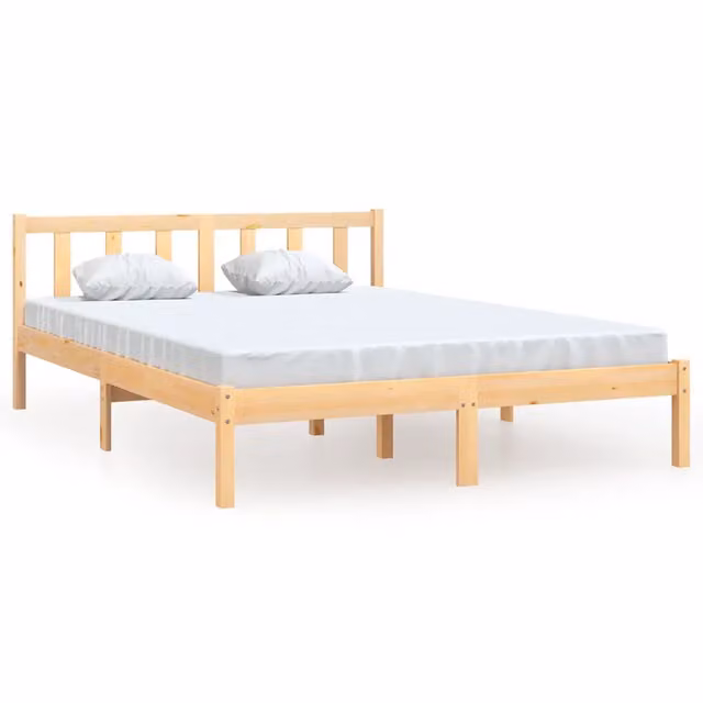 Letto matrimoniale moderno in legno massello di pino bianco con doghe fisse L/P/H: 160 x 200 x 165,5 cm
