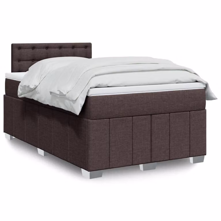 Giroletto a molle con materasso vidaXL in tessuto marrone e bianco, L/P/H: 120 x 190 x 100,5 cm