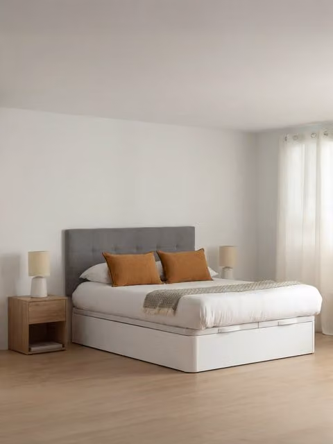 Letto contenitore imbottito Kenay Home bianco L: 180 cm, P: 190 cm