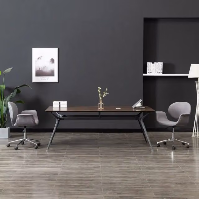 Sedia da ufficio girevole moderna vidaXL in tessuto grigio con ruote