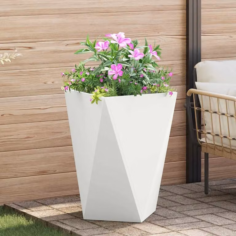 Fioriera vidaXL in acciaio bianco L/P/H: 50 x 50 x 75 cm