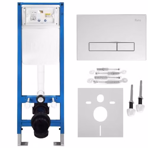 Rea - Set da incasso Slim 024n per WC con pulsante HD cromato, 22 x 35,2 x 106,2 cm