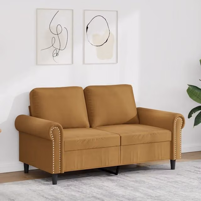 Divano a 2 Posti-Sofa 2 Posti marrone 120 cm in Velluto 749183