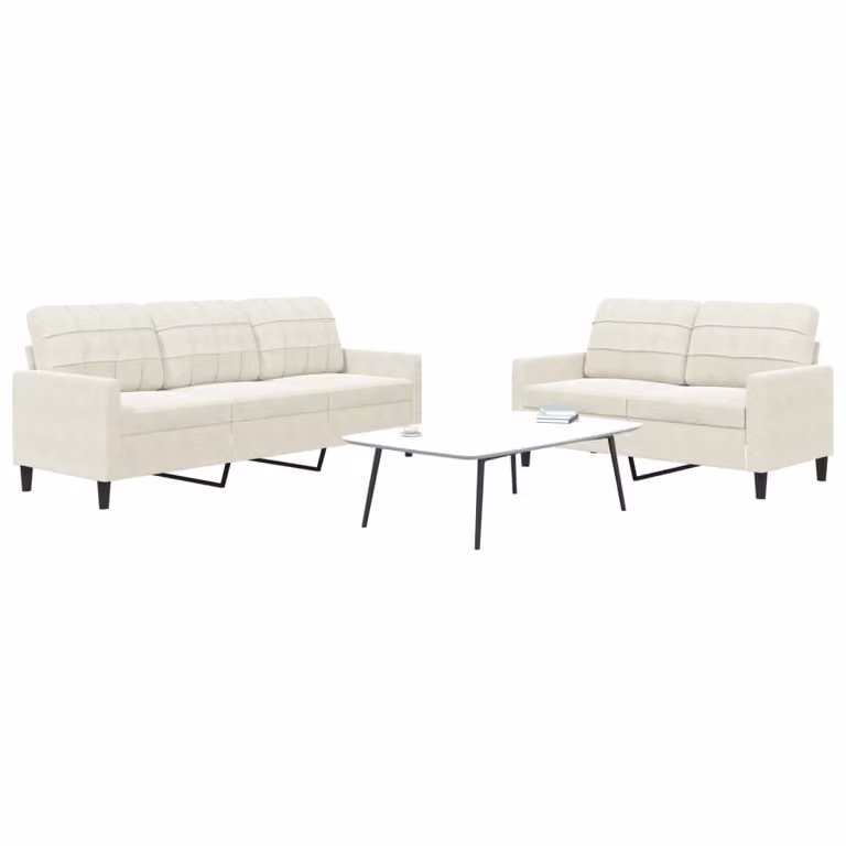Maison Exclusive - Set divano a 2 posti con cuscini in velluto color crema