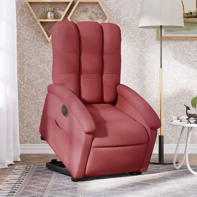 Poltrona Alzapersona Reclinabile Elettrica vidaXL in Tessuto Rosso con Braccioli – 1