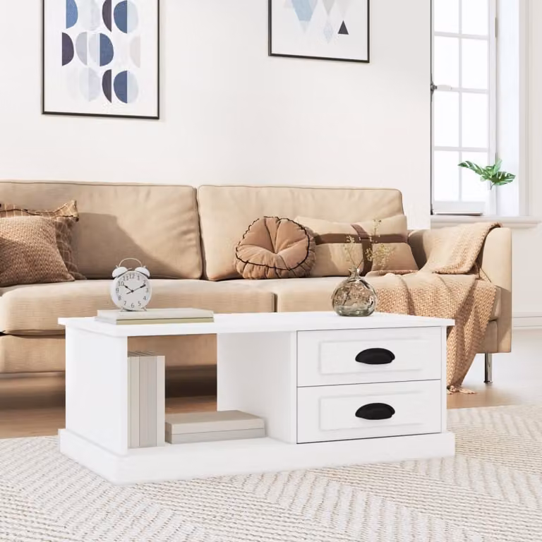 Maison Exclusive - Tavolino bianco 90x50x35 cm Materiale ligneo