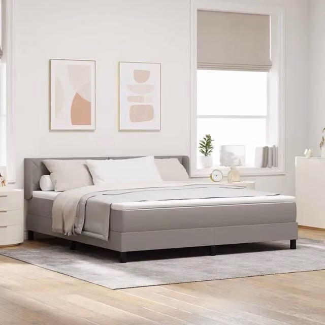 Letto a molle con testiera Talpa vidaXL in tessuto beige o grigio L: 180 cm, P: 200 cm, H: 203 cm