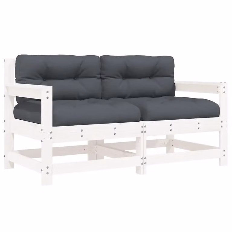 Set di 2 sedie da giardino VIDAXL in legno di pino laccato con cuscini e braccioli, disponibili in bianco o antracite