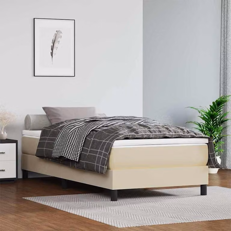 vidaXL Struttura Letto con Rete a Doghe Cambrate in Similpelle Beige L 80 x P 200 cm
