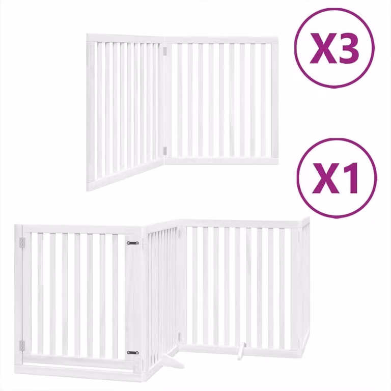 Cancello Cani Porta Pieghevole Bianco 10 Pannelli 800 cm Pioppo