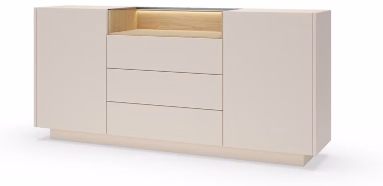 FURNLUX Comò Hiro A, colore beige, 177 cm / Colore principale: beige / Dimensioni: 177 x 83 x 40 cm