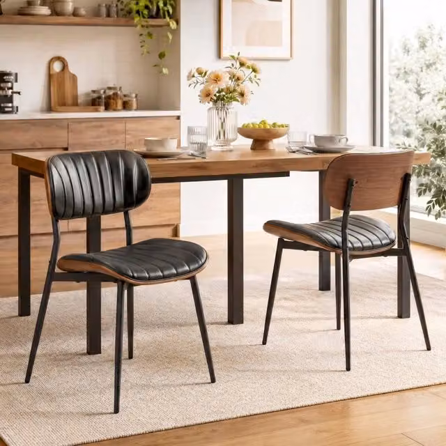 Set da 2 sedie imbottite REDOM in ecopelle nera per cucina e ufficio L/P/H: 49,5 x 49,5 x 80 cm
