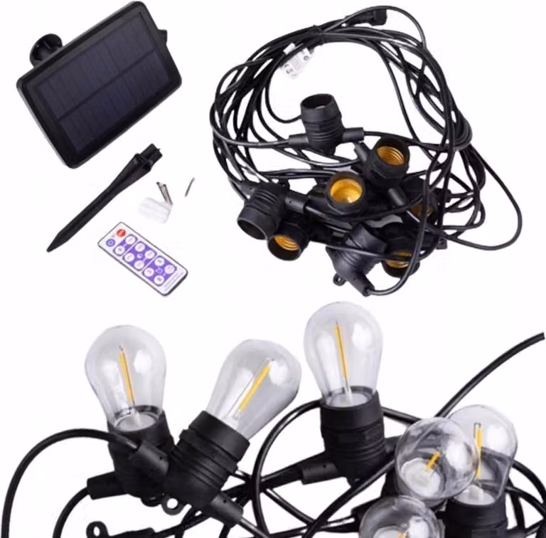 Ghirlanda solare LED 10 m + 10 x G45 E27 0,3 W 2700 K Pilot Ecolight EC20088