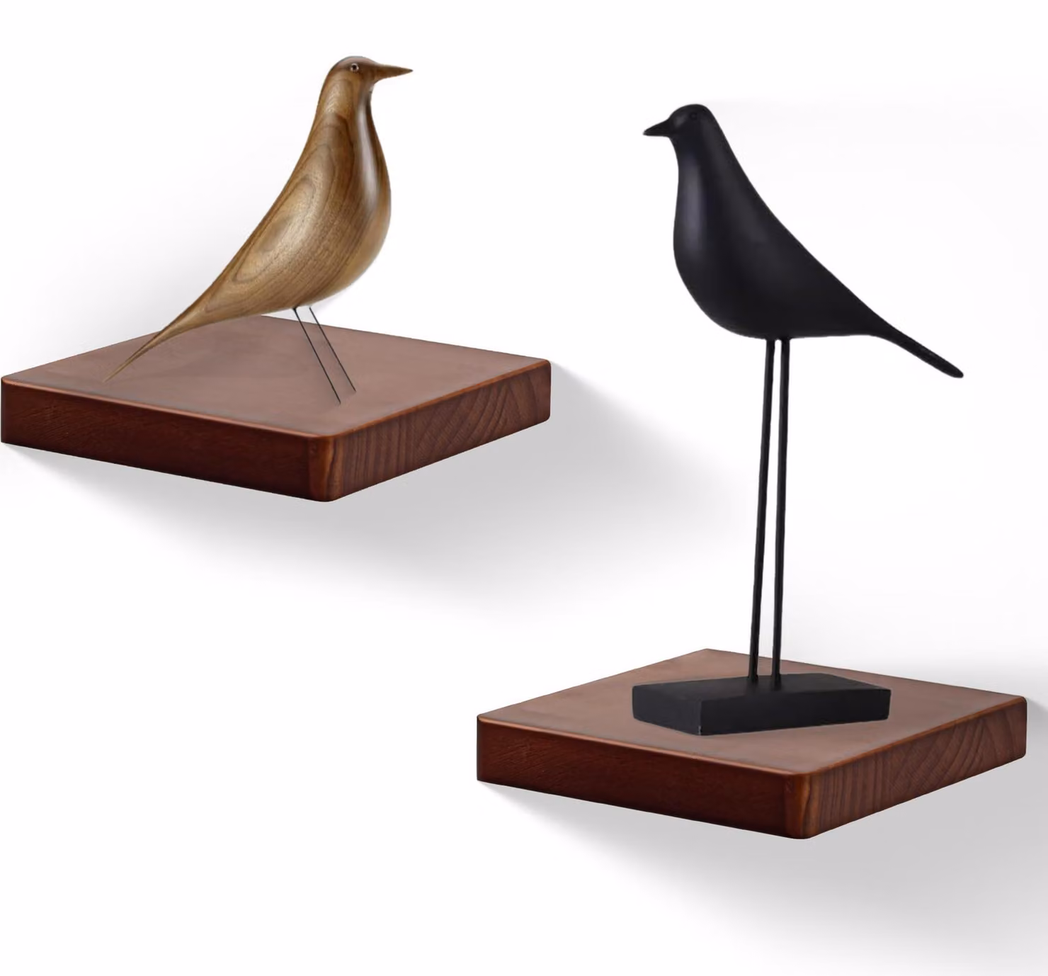 Set di 2 mensole da parete in legno massello, larghezza 15,2 cm