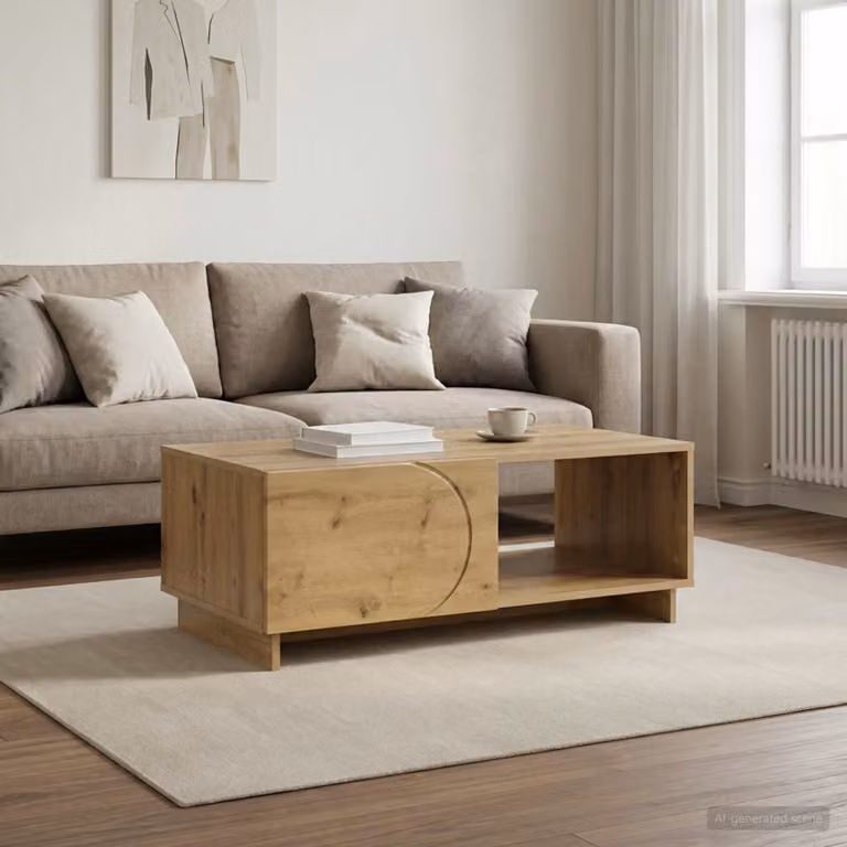 vidaXL Tavolino da salotto moderno in legno color rovere, L 95 cm x P 50,5 cm x H 35 cm