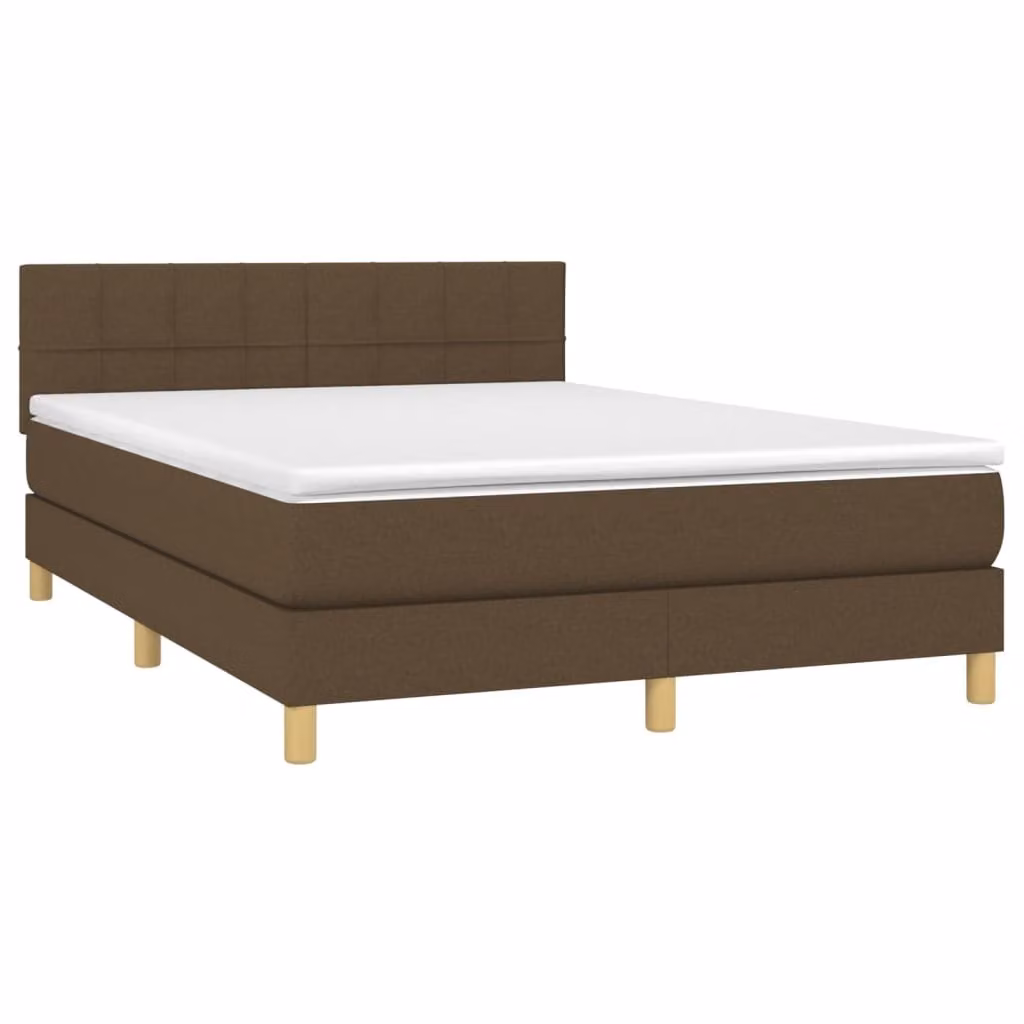 Giroletto a Molle con Materasso Marrone Scuro 140x190cm Tessuto