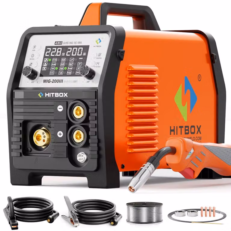 Saldatrice multifunzione - 200A, adatta per saldatura MMA (elettrodo), TIG (lift) e saldatura a gas/senza gas - 230V - 8,5 kg