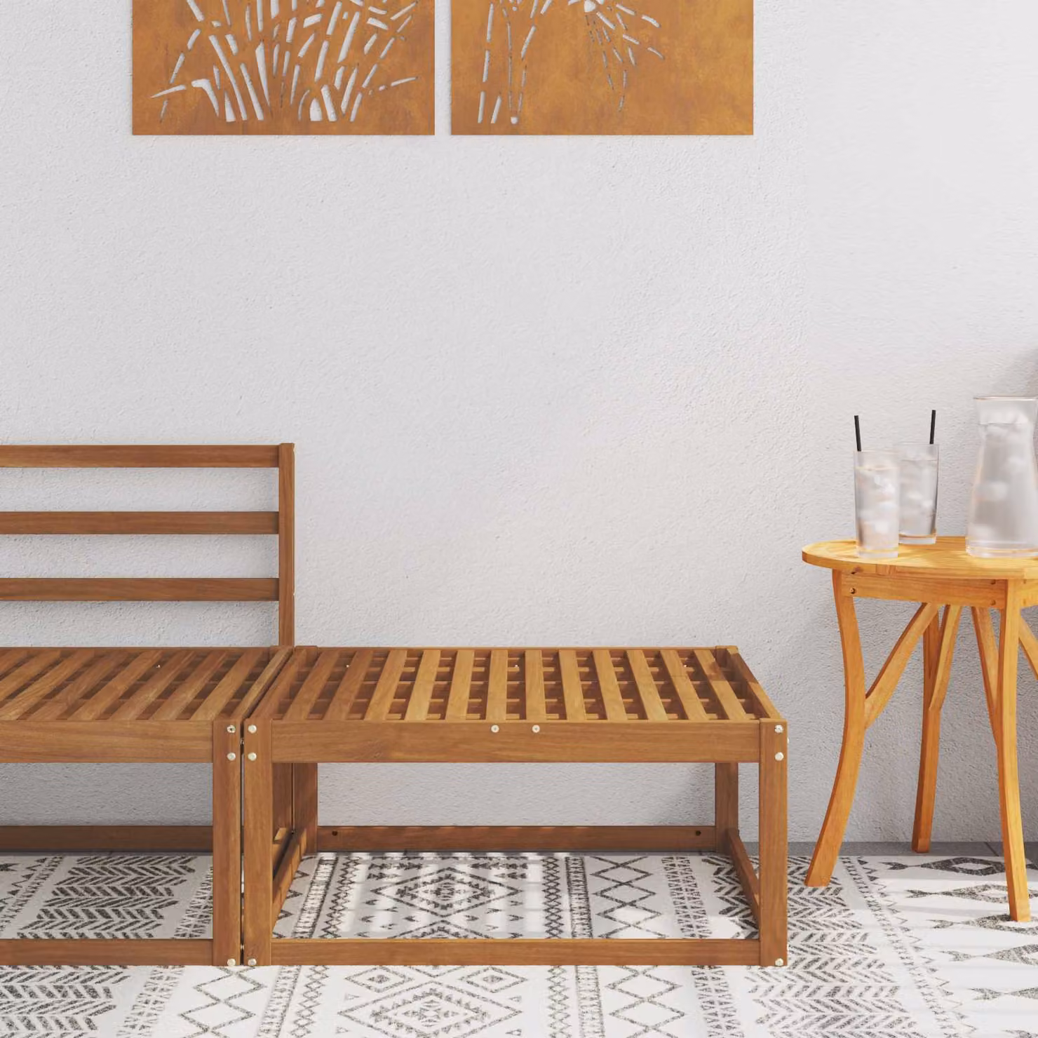 Poggiapiedi da esterno vidaXL in legno di acacia marrone, L 79 cm x P 79 cm x H 37 cm