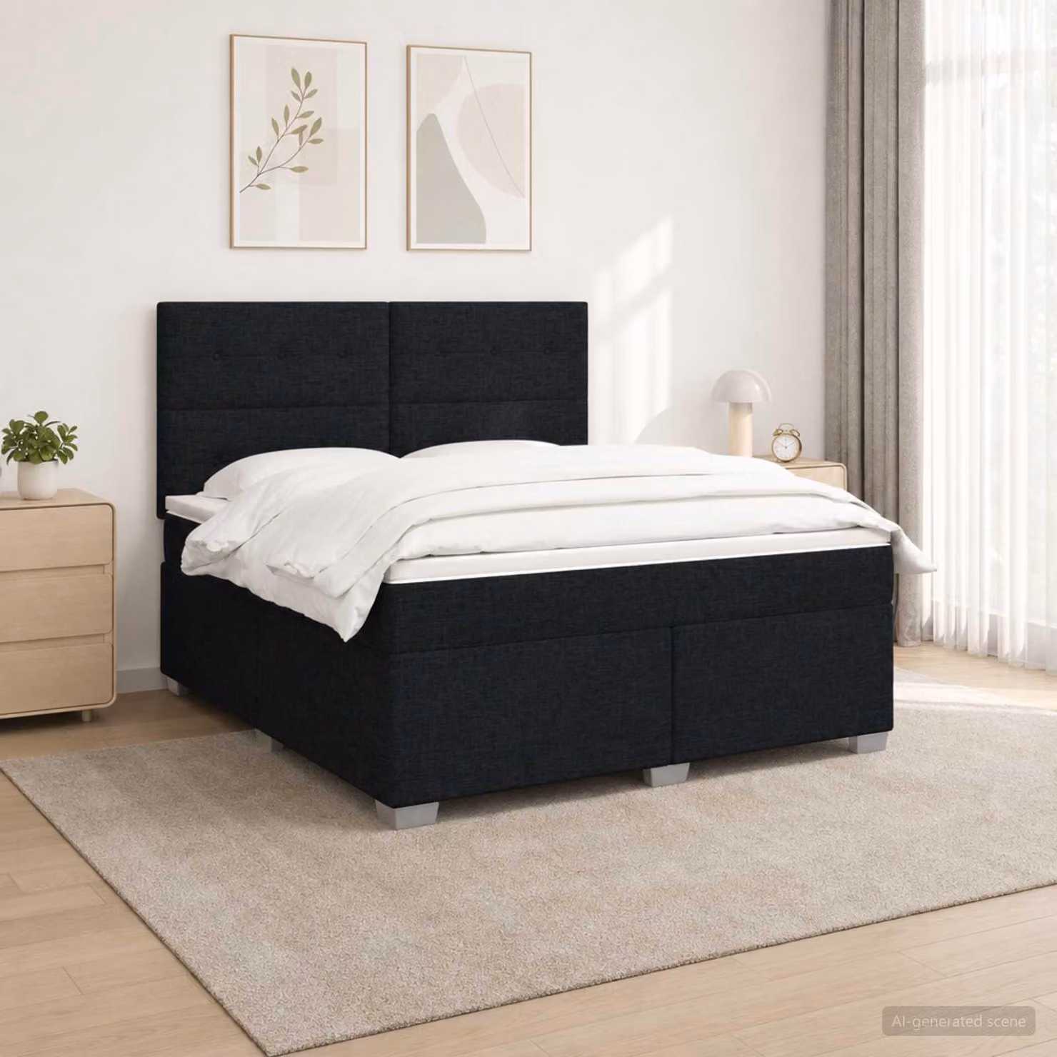 Maison Exclusive - Letto boxspring con materasso nero 180 x 200 cm Tessuto