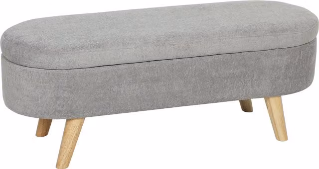 Panca da letto HOMCOM con seduta imbottita in velluto teddy e gambe in legno, pouf contenitore moderno, L 110 x P 40 x H 43 cm, Grigio Chiaro – 1