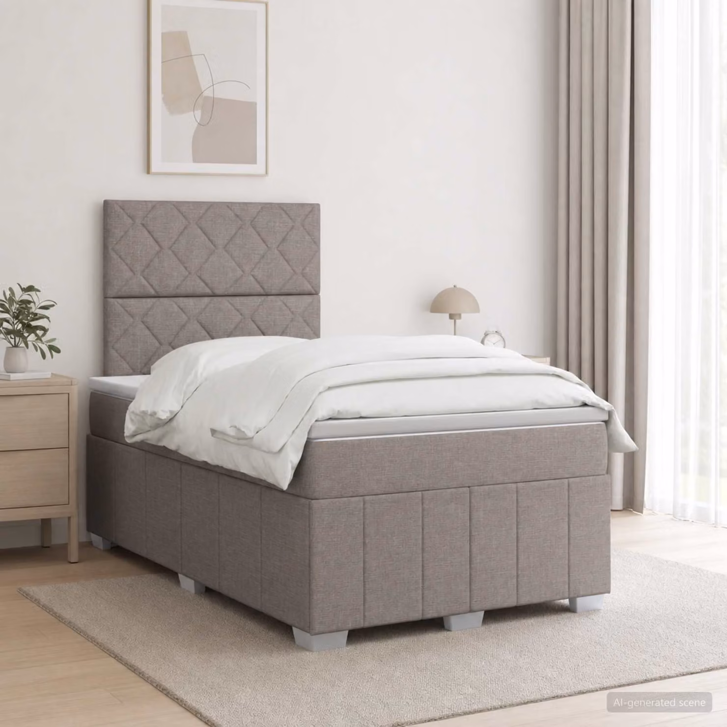 Letto box spring con materasso vidaXL in tessuto, disponibile in beige, bianco o grigio, L/P/H: 120 x 200 cm