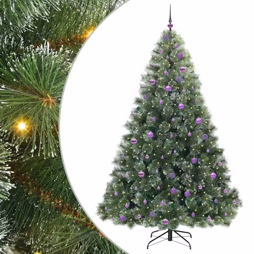 Albero di Natale artificiale moderno vidaXL verde con 300 LED luce bianca calda in PE e PVC, Altezza: 240 cm – 2