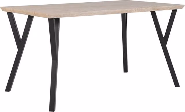 Tavolo da pranzo rettangolare Beliani in stile industriale con piano in legno MDF laminato e gambe in metallo, Marrone e Nero, L: 140 cm, P: 80 cm, H: 75 cm – 1