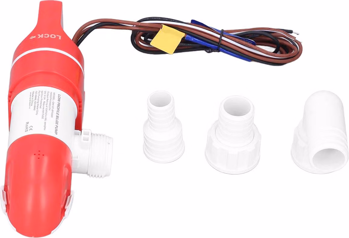 Pompa di sentina a basso profilo 1100 GPH/4160lPH Elettrica automatica in acciaio inox DC12V Rotazione a 360° per imbarcazioni
